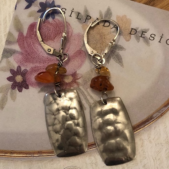Rare Vintage Silpada Sterling Silver Citrine and Carnelian Stone Earrings W0887 - Picture 15 of 16